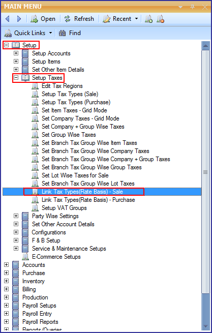 link tax types(Sale)